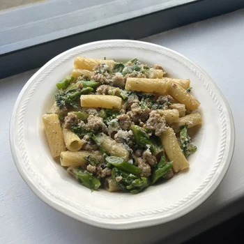 Orecchiette with sausage, broccoli and fennel
